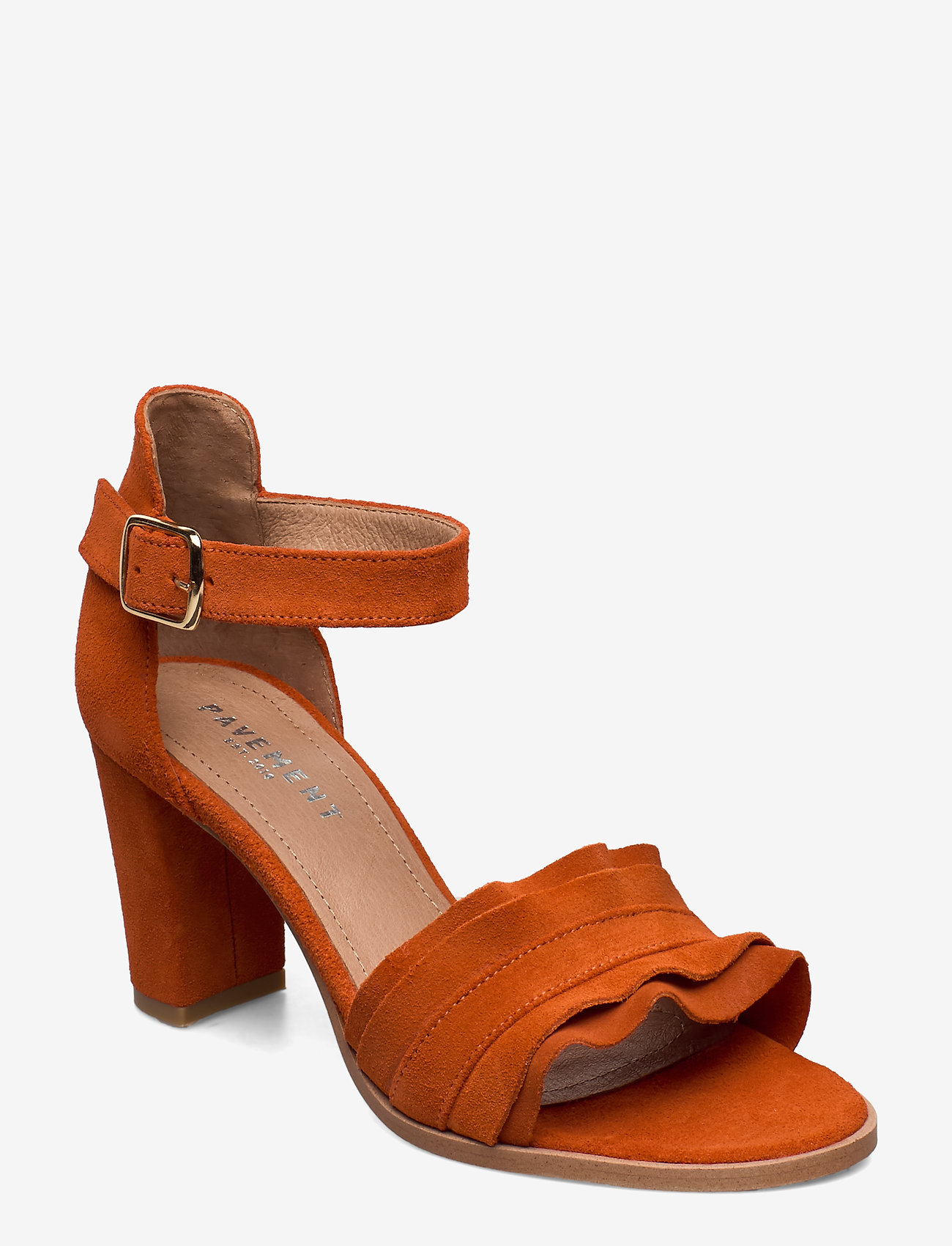 orange suede heels
