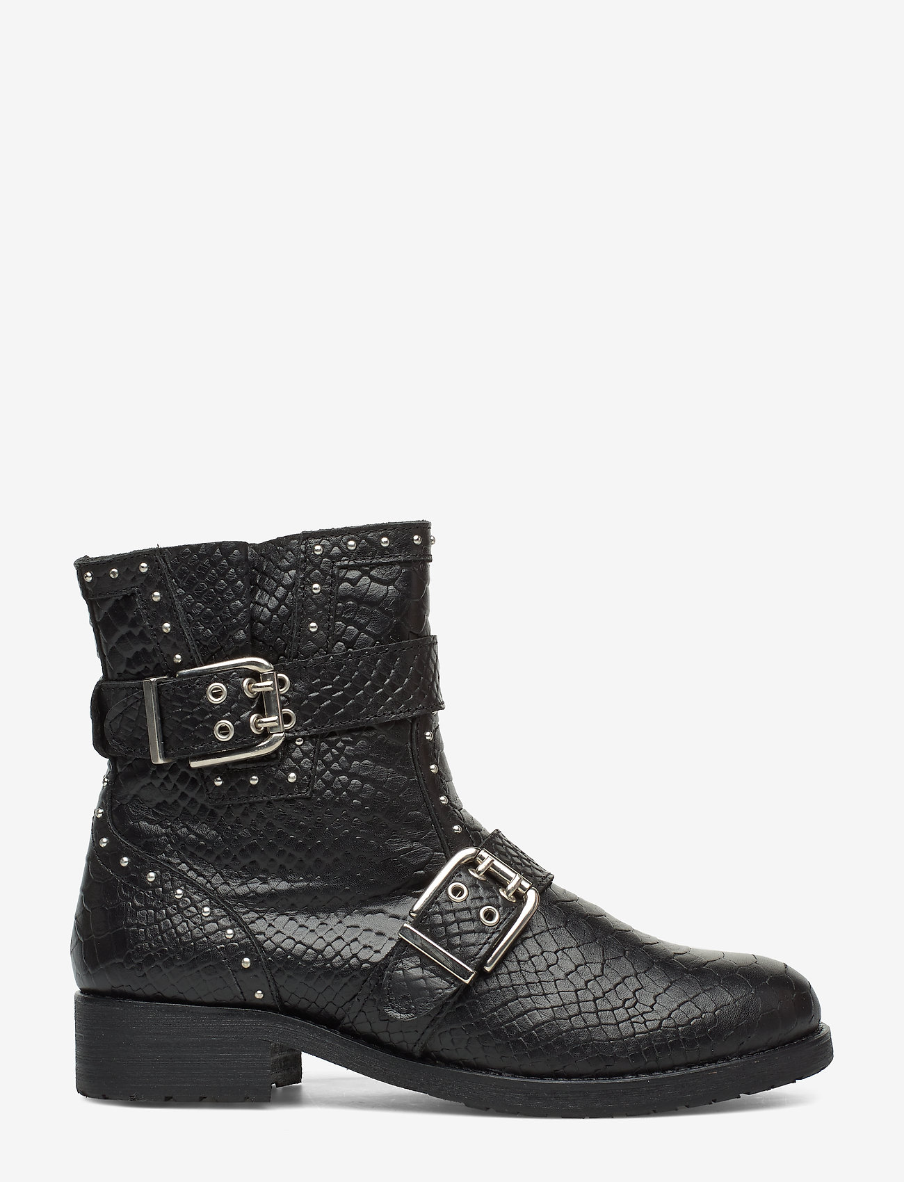 Pavement Silje Leather Wool Boots Black Croco