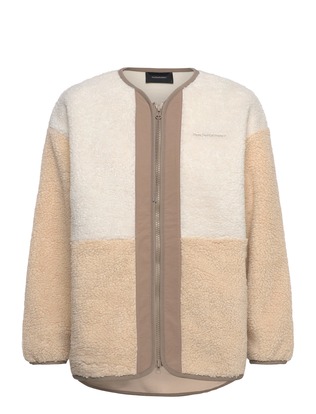 W Heavy Pile Over D Cardigan Beige Peak Performance