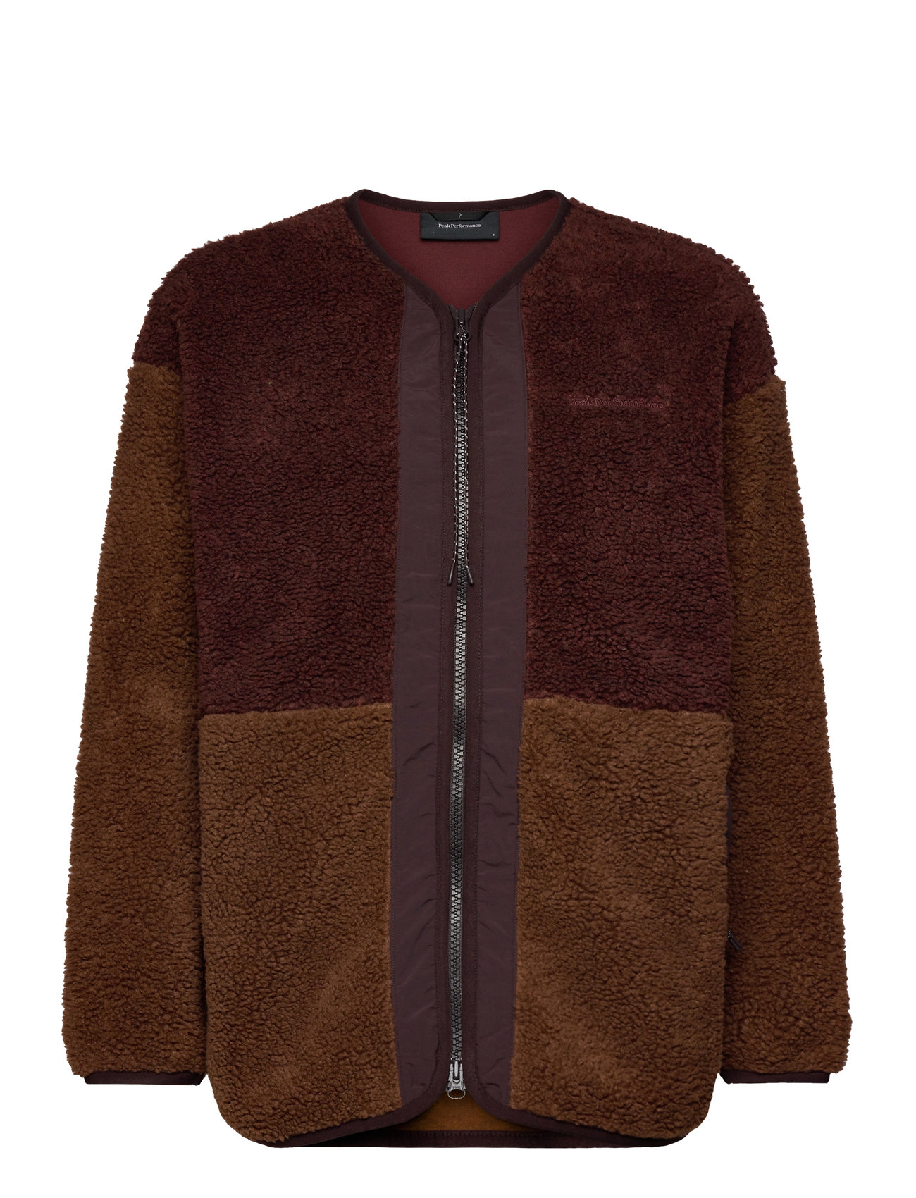 W Heavy Pile Over D Cardigan Brown Peak Performance