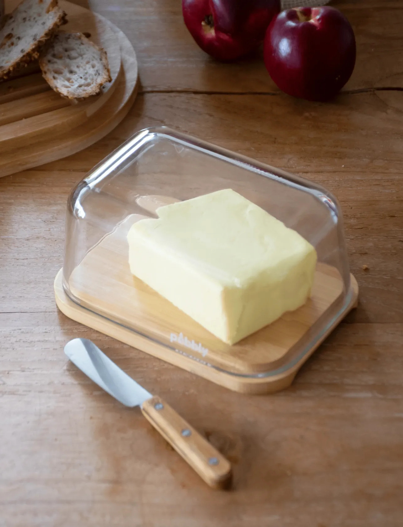 Pebbly Pebbly Butterdish And Spreader, 2-Pc Set, One Size, Køkkenopbevaring > Smørbægre, Unisex