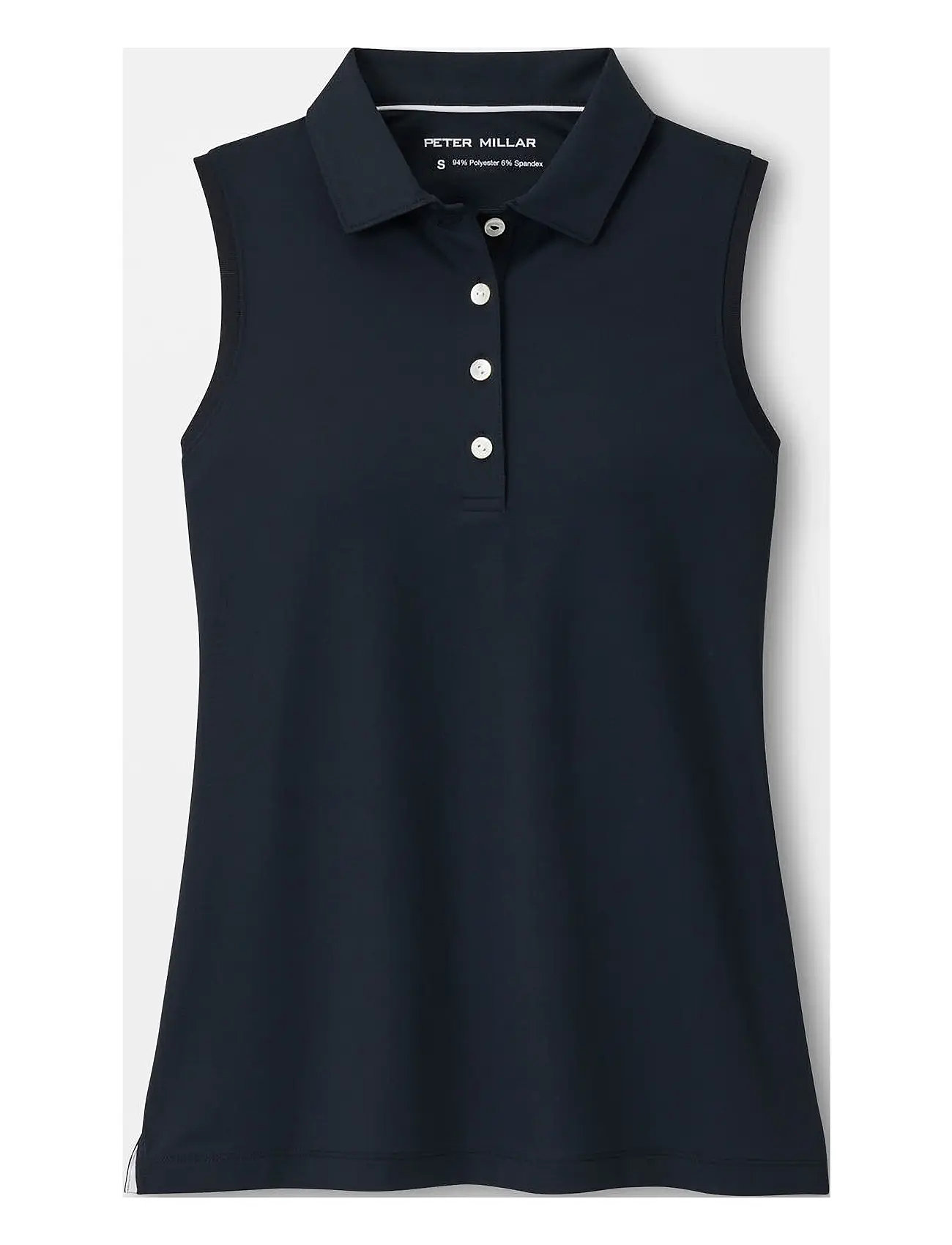 PETER MILLAR Banded Sport Mesh Ärmellos Button Polo Schwarz - S - Damen