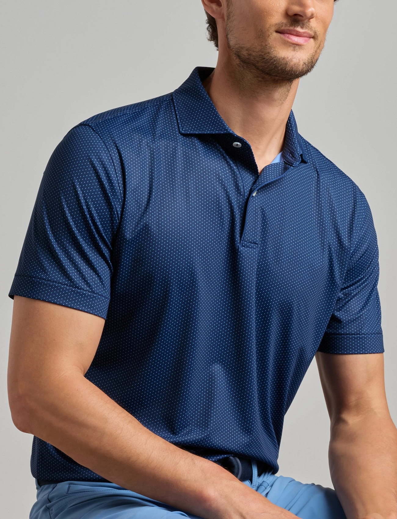 Peter Millar Fermata Performance Jersey Polo - Edwin Spread Col, XXL, Navy, Sport Polos > Sport Short-sleeved Polos, Herre