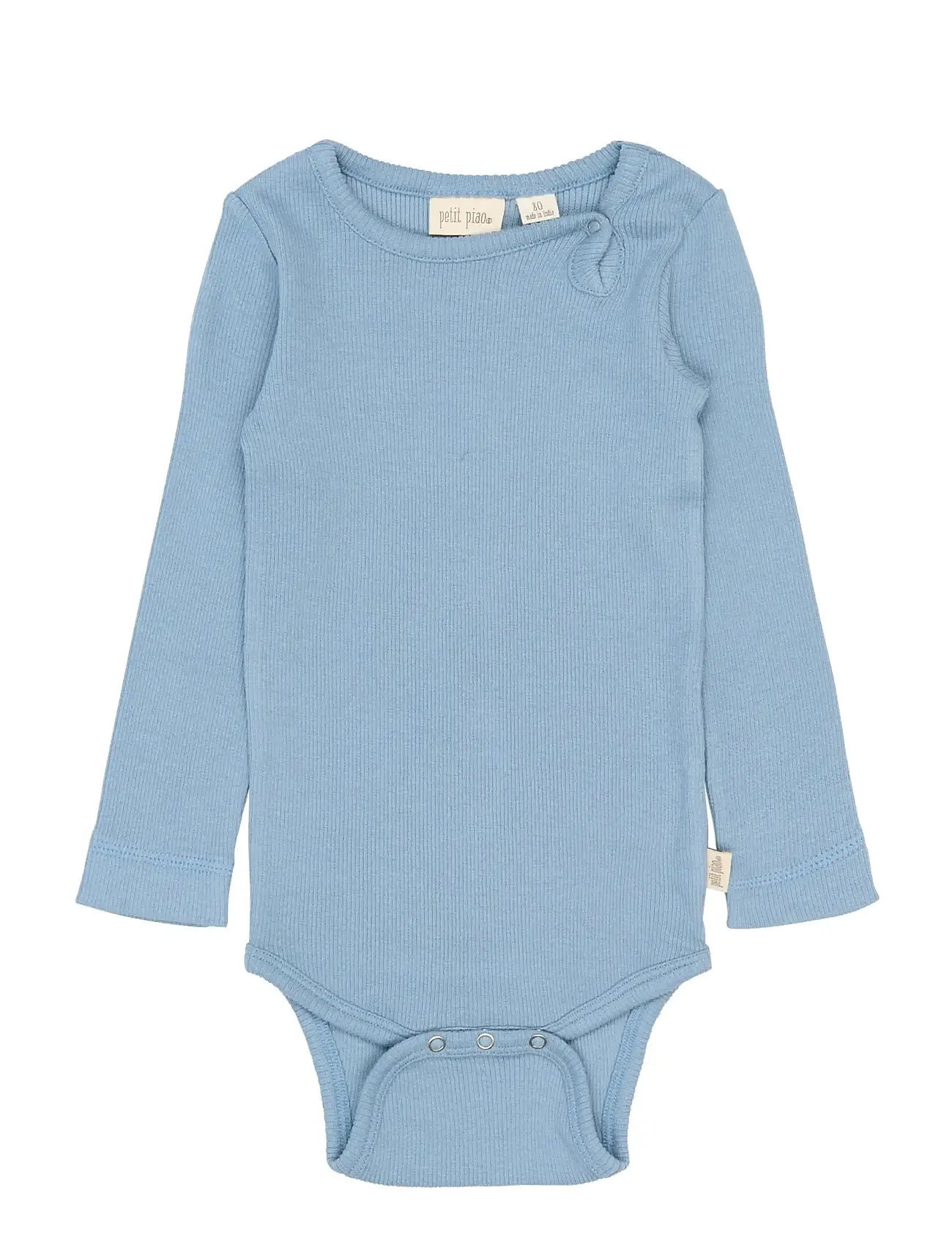 Petit Piao Ppstone L_S Body, 92, Blue, Bodys > Langærmede, Børn