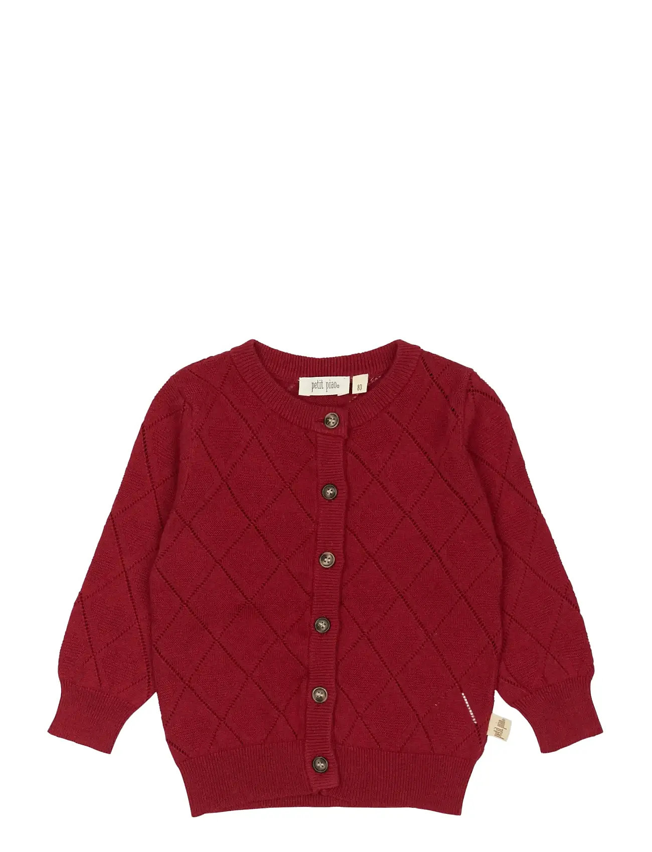Petit Piao Ppdanna Cardigan Knit, 68, Red, Strik > Cardigans, Børn