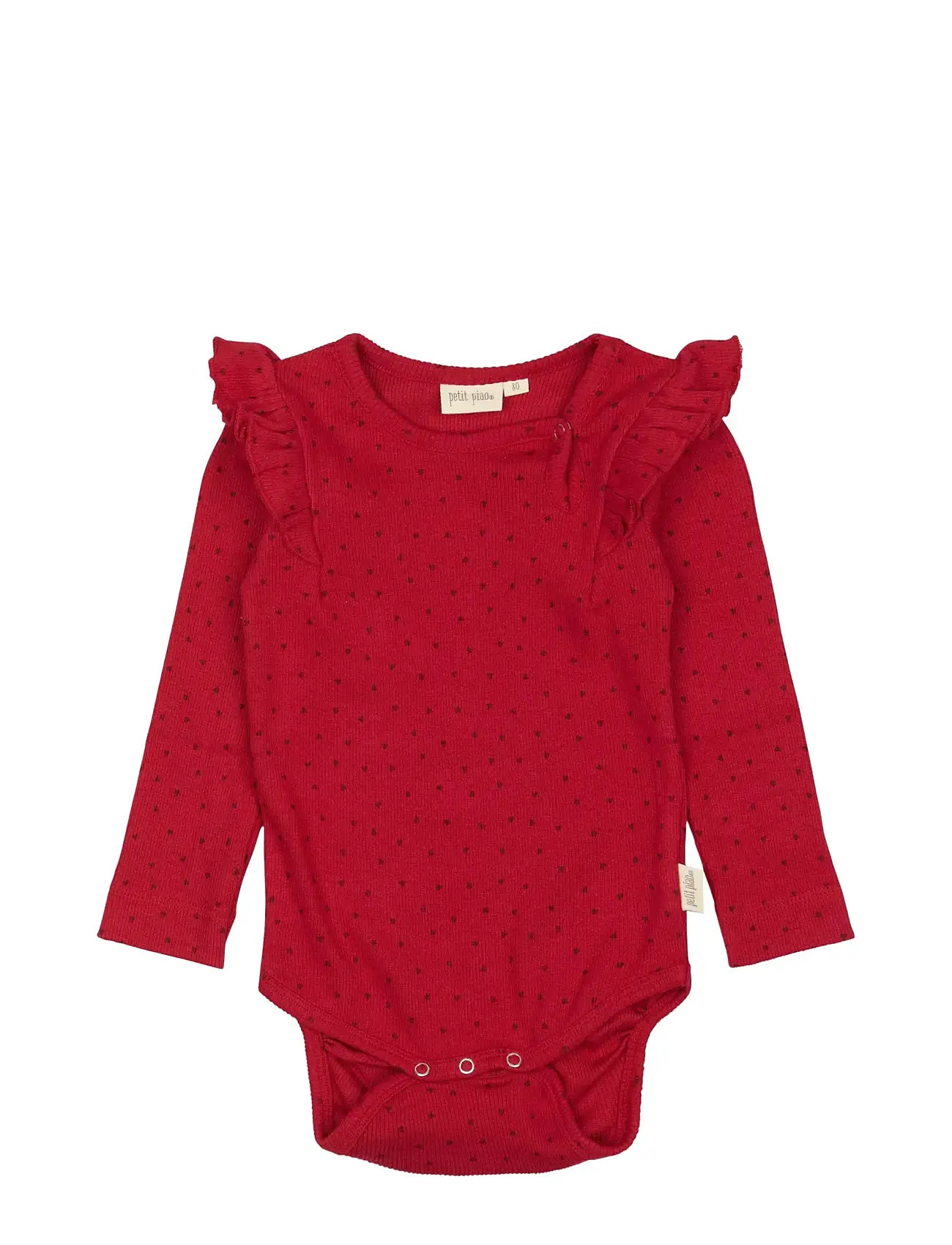 PETIT PIAO Body L/S Frill Modal Heart Rot - 56 - Kinder