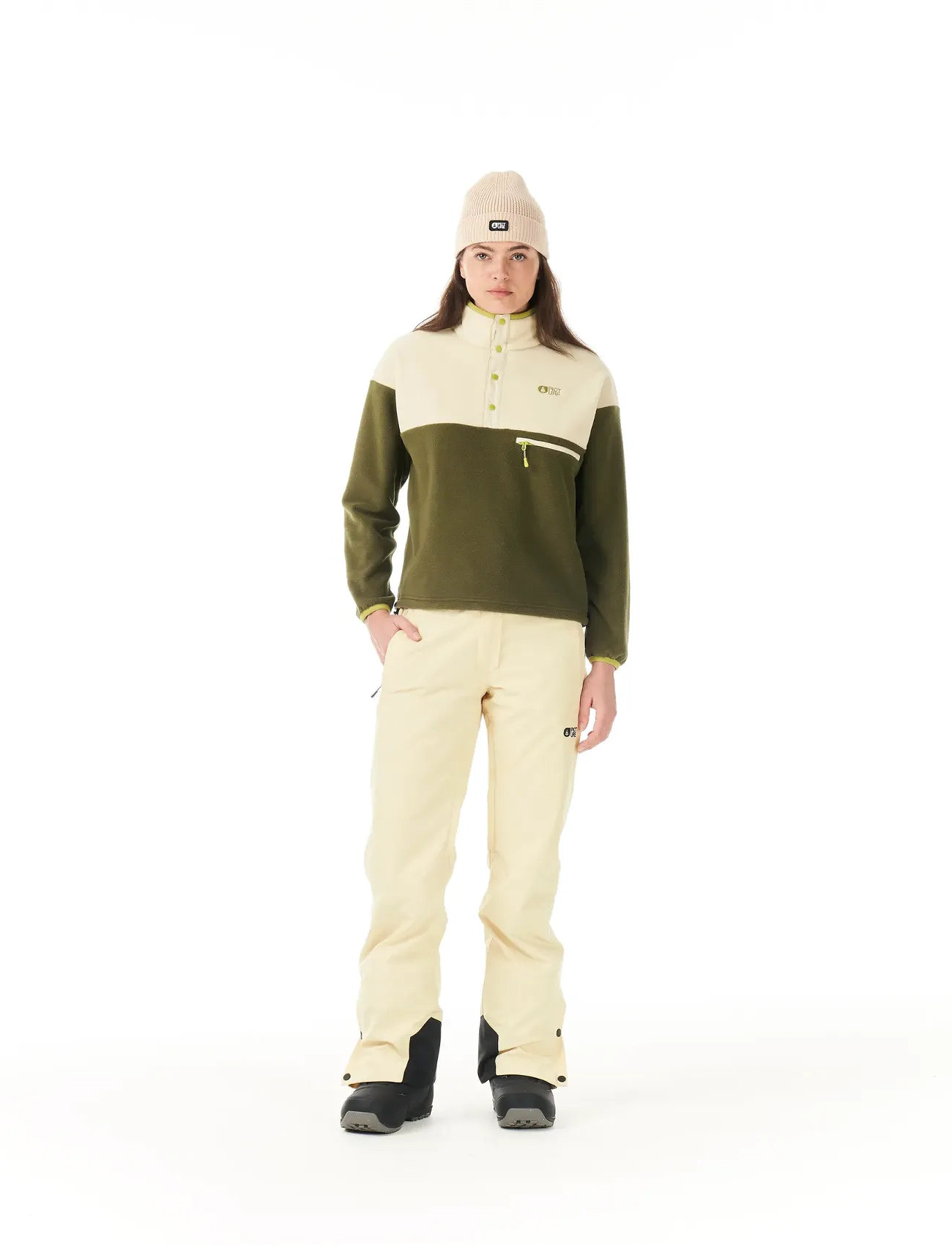 PICTURE ORGANIC CLOTHING Arcca W 1/4 Fleece, S, Khaki green, Sport Clothing > Sport Fleeces & Midlayers, Dame