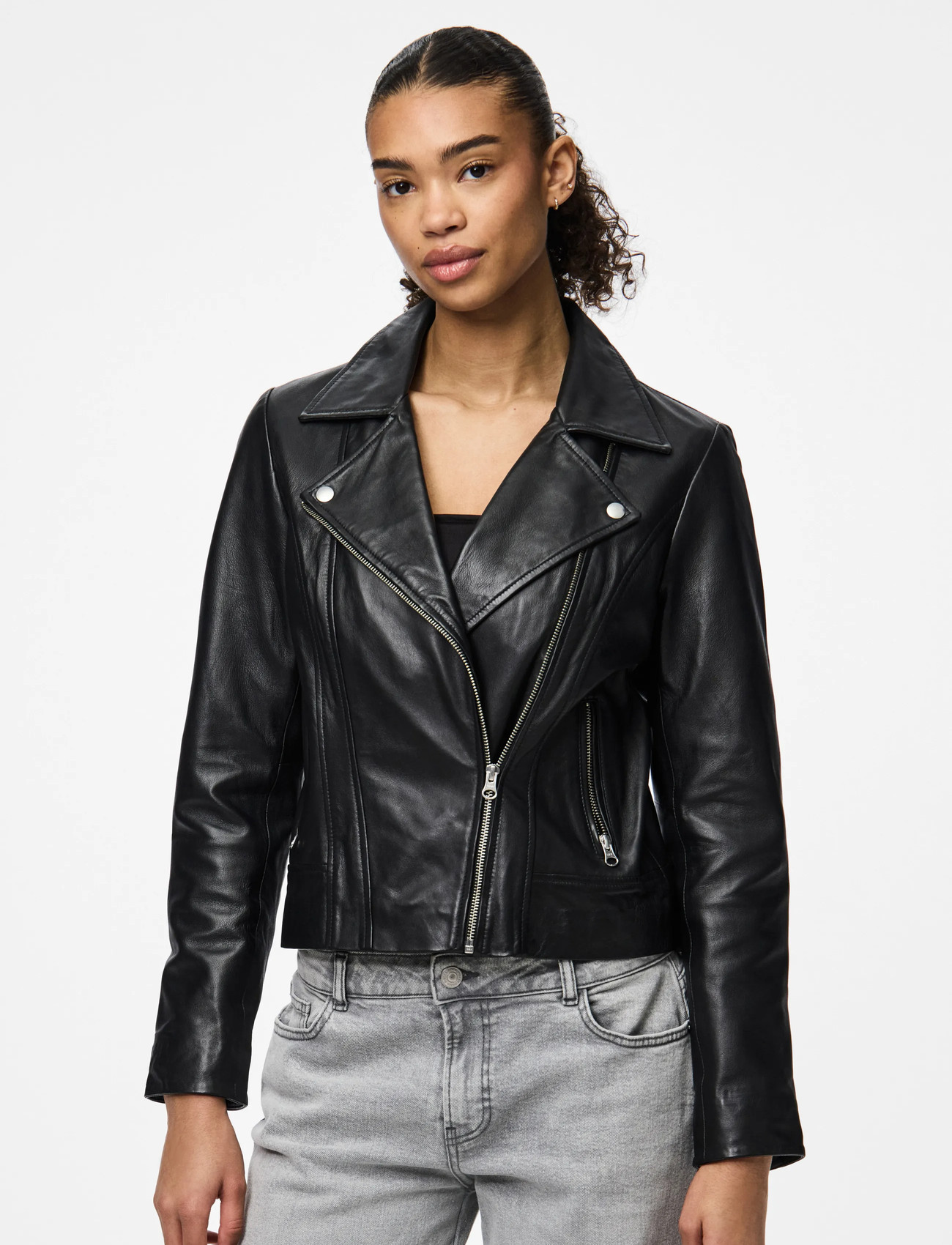 Pieces Pcsusse Leather Jacket Noos, XL, Black, Jakker > Læder, Dame