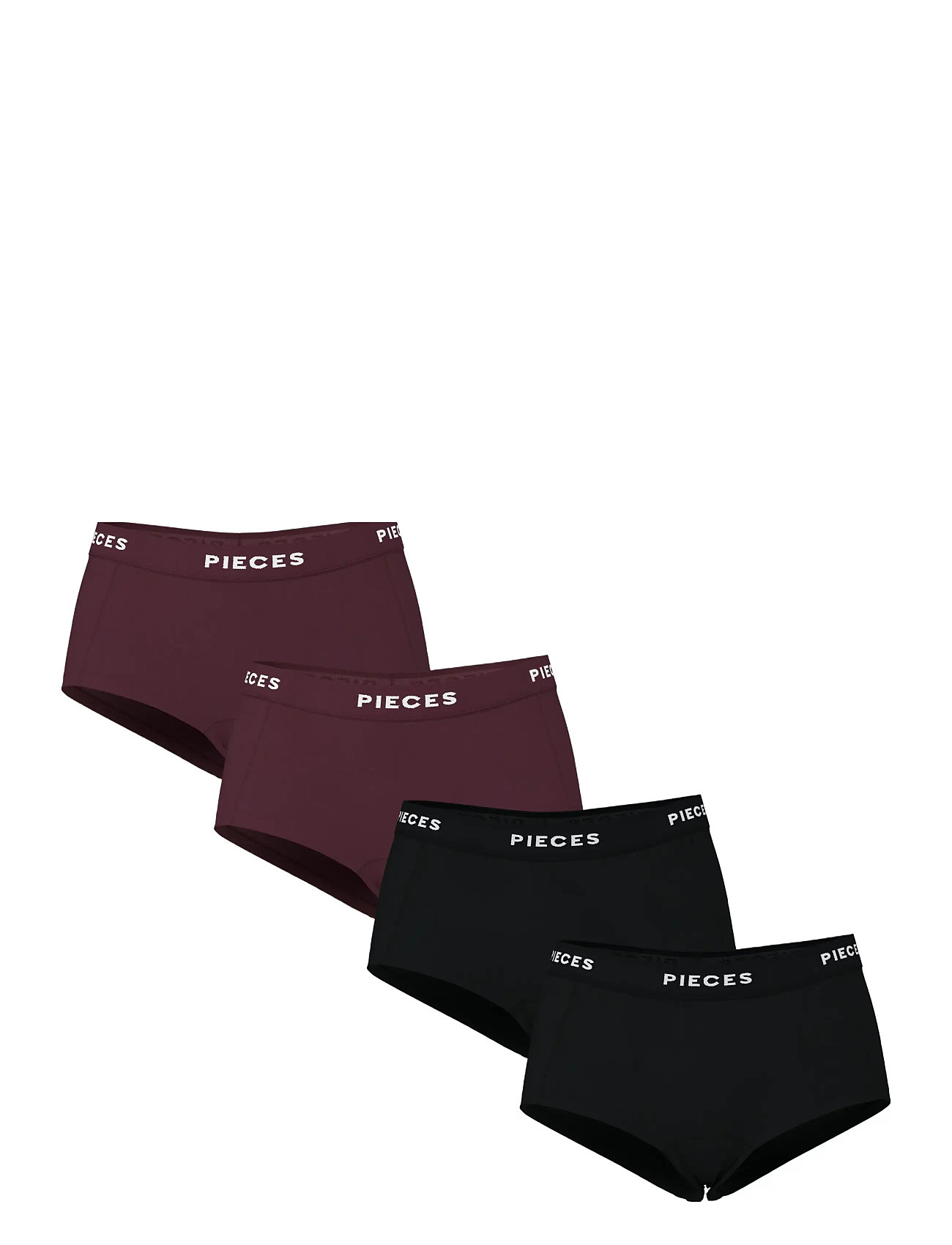 Pieces Pclogo Lady 4 Pack Solid Noos Bc, L, Black, Trusser > Hipster & Boyshorts, Dame