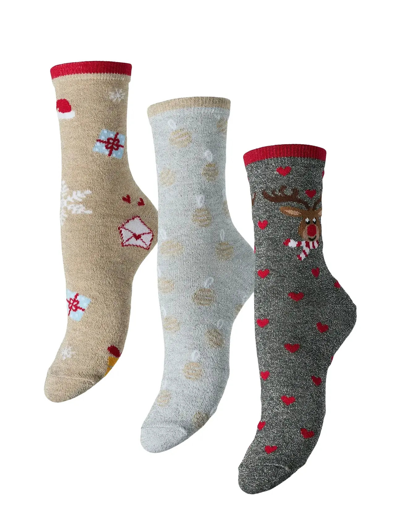 PIECES Pcjingle Glitter Socken 3-Pack Bc Patterned - One Size - Damen