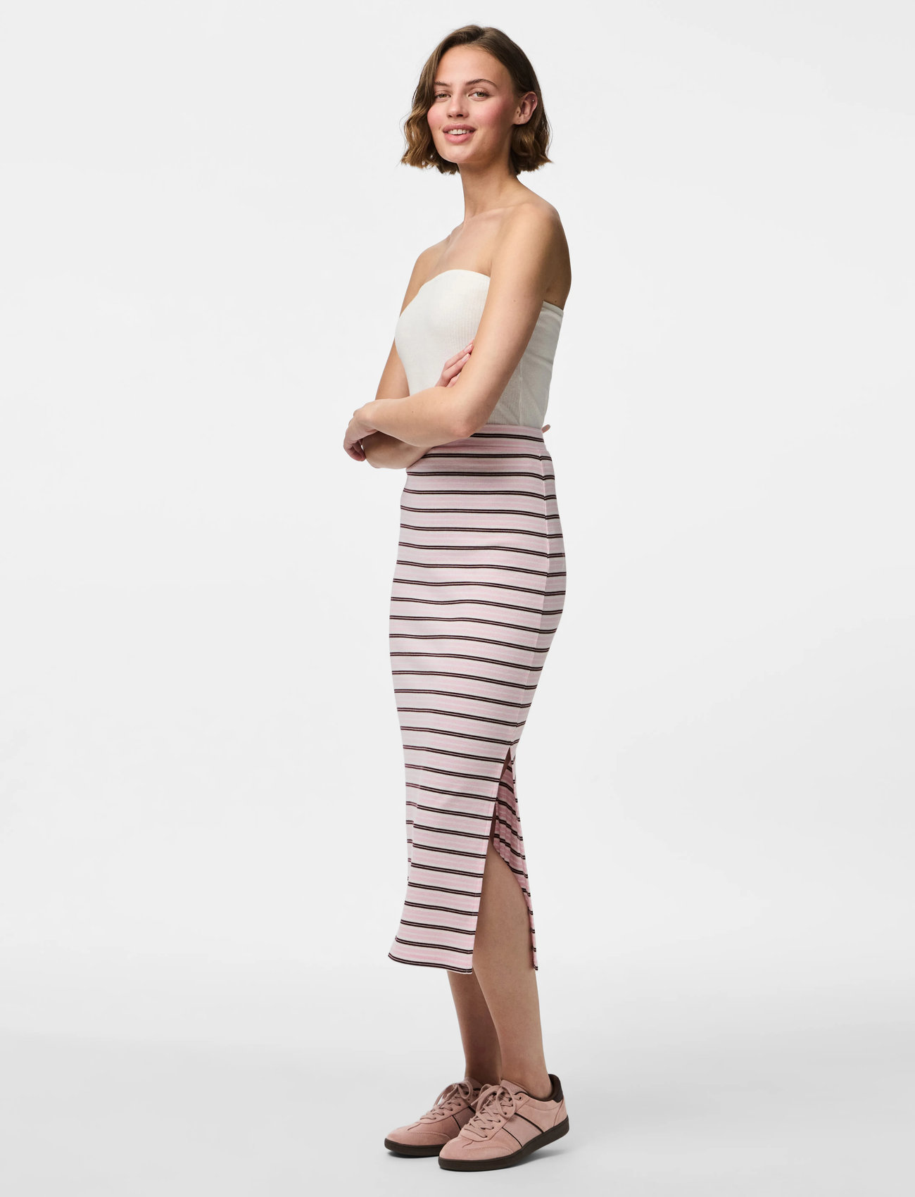 Pieces Pcjayjay Hw Slit Skirt D2D, XS, Pink, Nederdele > Knælange Og Midi Nederdele, Dame
