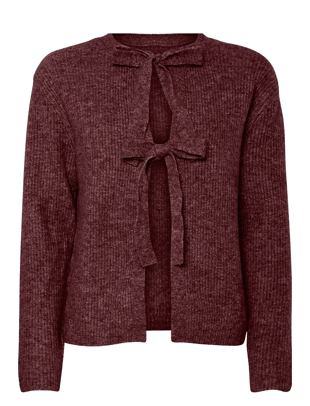 PIECES Pcsilly Ls Rev Tie Knit Noos Bc Burgundy - XL - Damen