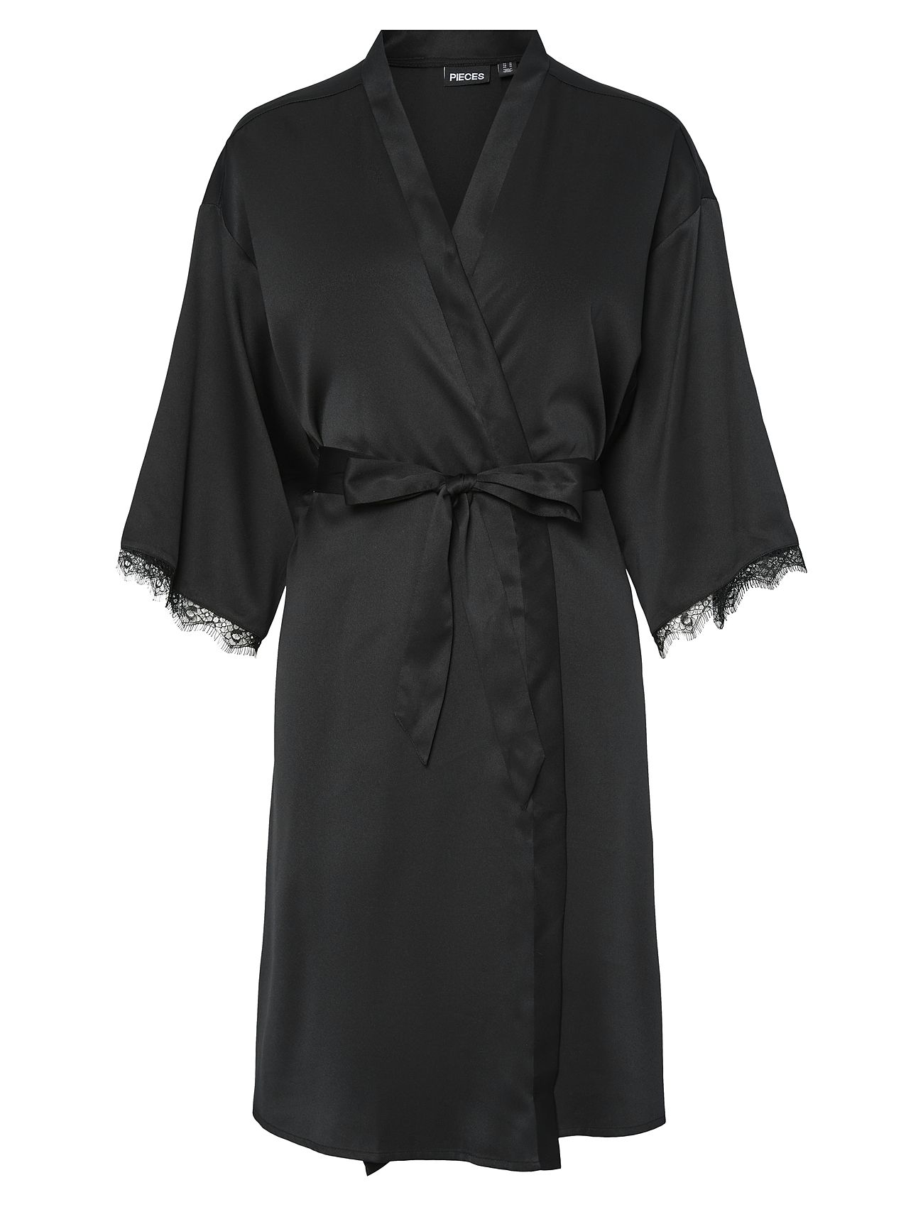 Pieces Pcanovi 3/4 Satin Night Kimono Svart