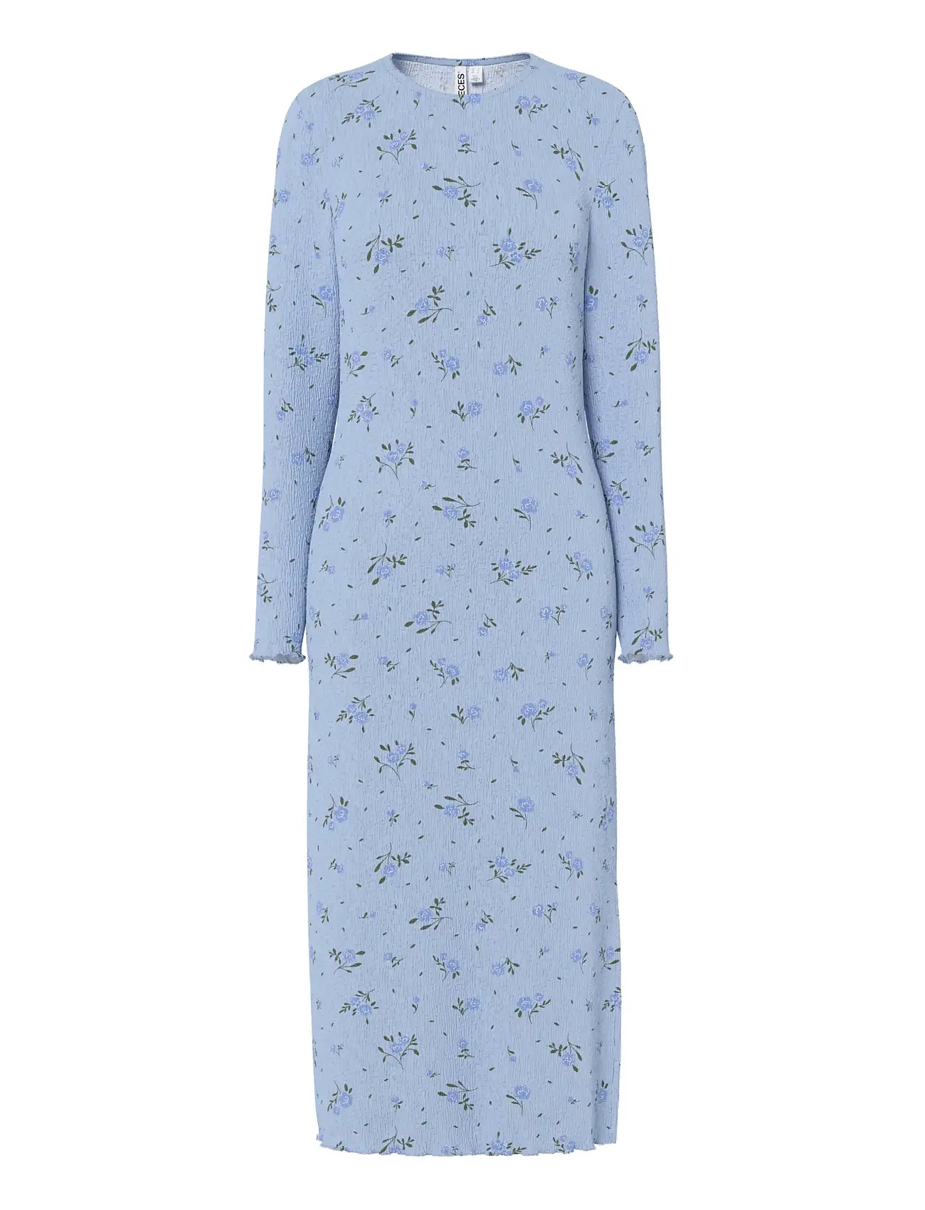 PIECES Pcflora Ls Midi Kleid Jrs Noos Bc Blau - XL - Damen