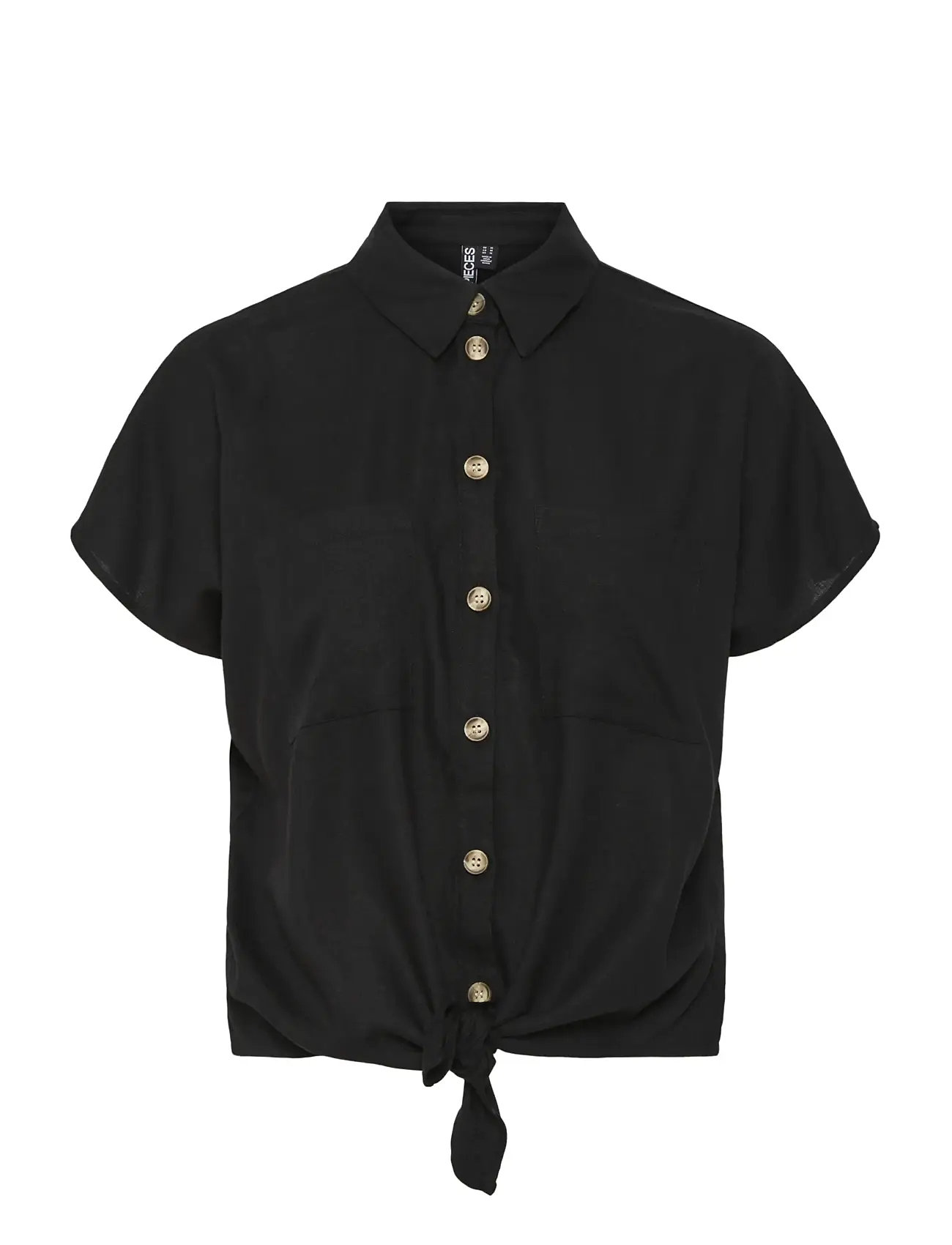 PIECES Pcpia Ss Tie Shirt Wvn Noos Schwarz - XL - Damen