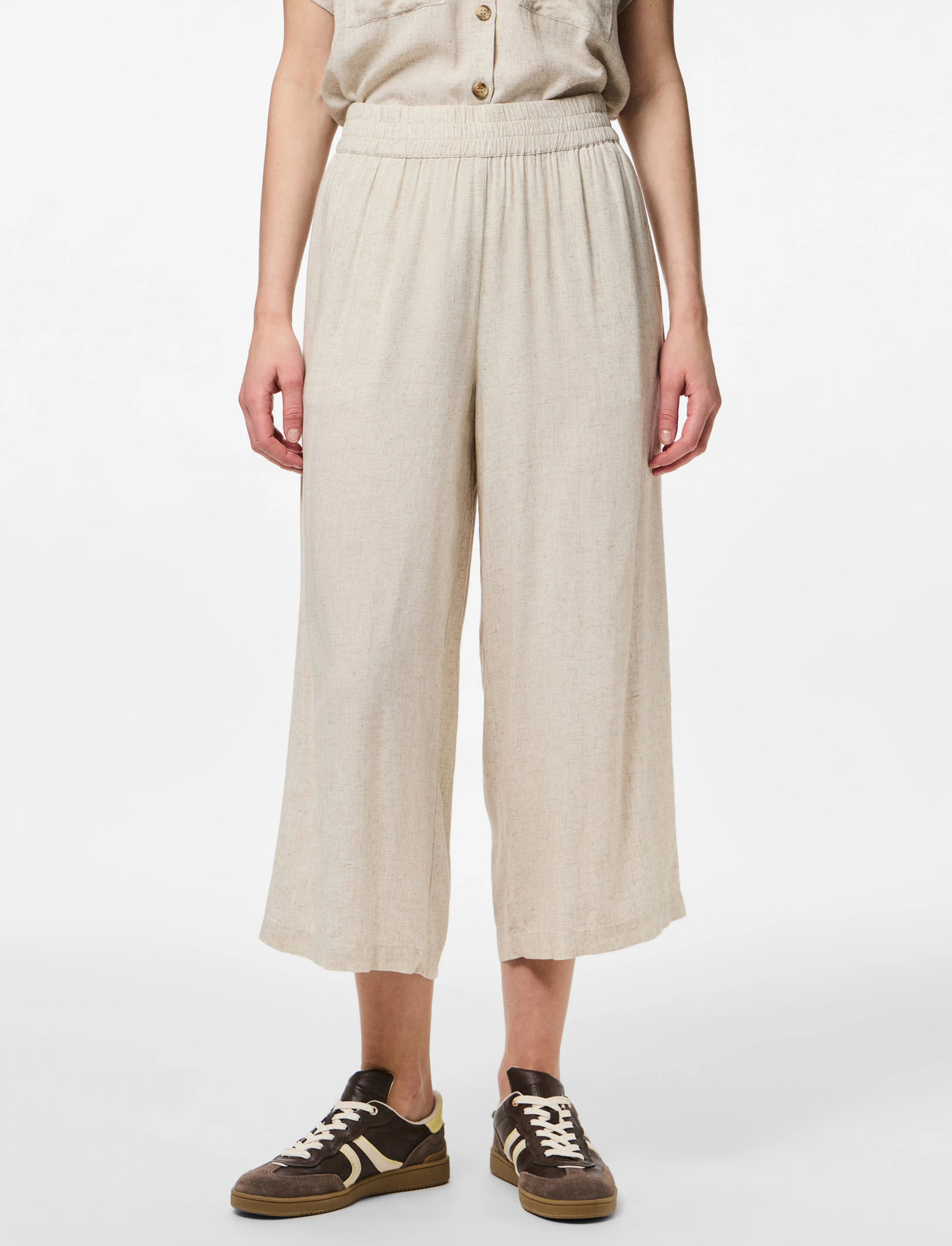 Pieces Pcpia Hw Wide Culotte Wvn Noos, XS, Grey, Bukser > Culottes, Dame