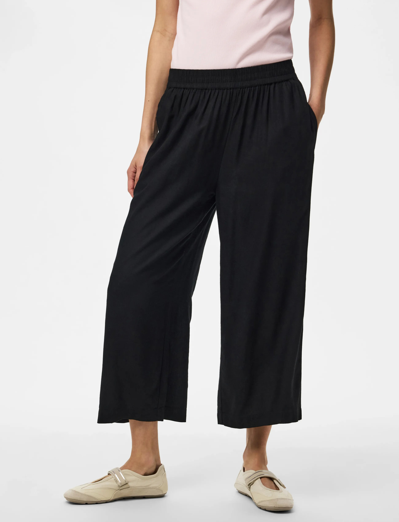 Pieces Pcpia Hw Wide Culotte Wvn Noos, M, Black, Bukser > Culottes, Dame