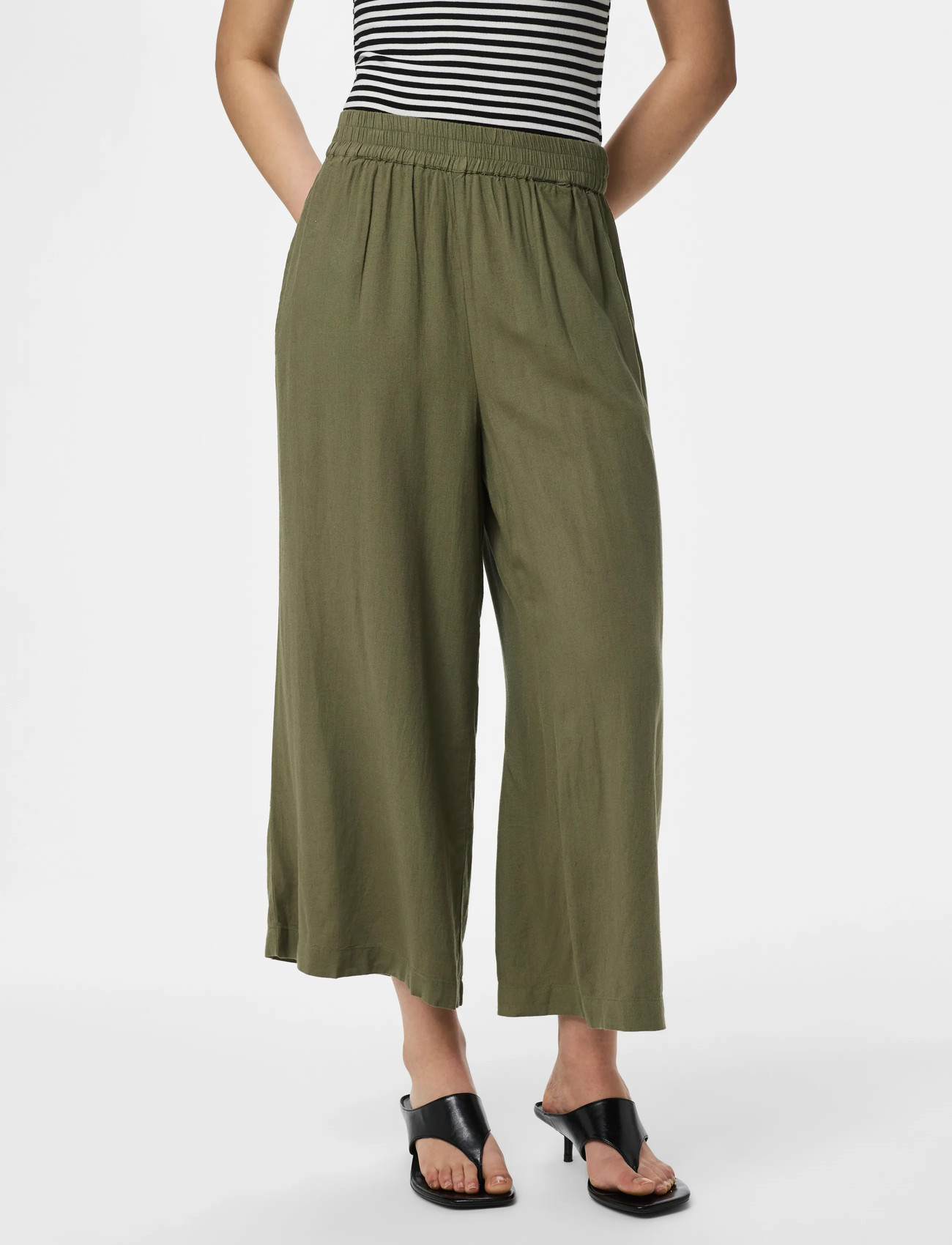 Pieces Pcpia Hw Wide Culotte Wvn Noos, XL, Green, Bukser > Culottes, Dame