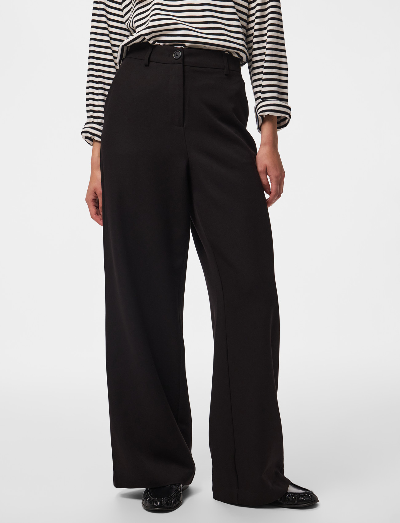 Pieces Pckamil Hw Wide Pant Noos Bc, XS x 32, Black, Bukser > Brede Ben, Dame