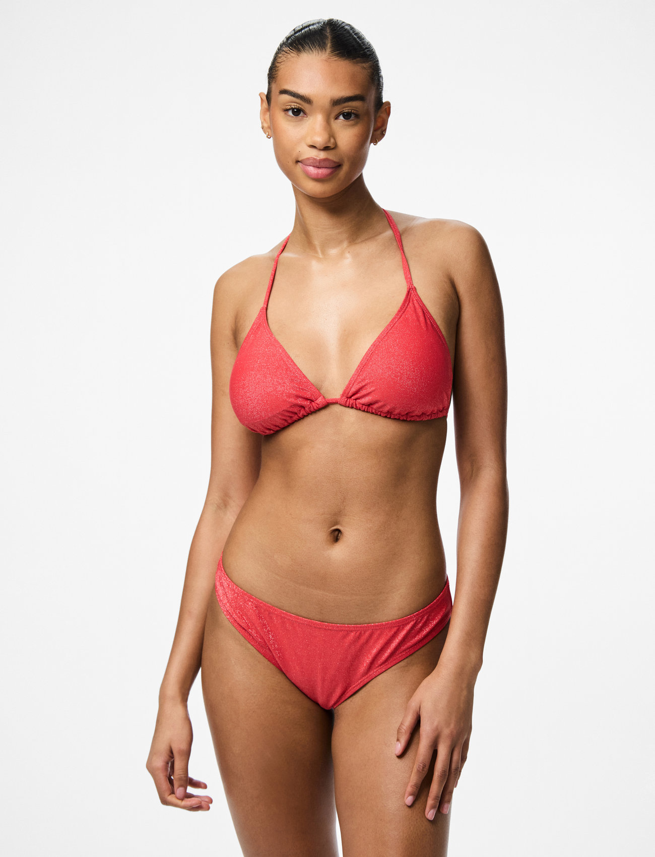 Pieces Pclaomi Lurex Bikini Brief, XS, Red, Bikiniunderdele > Bikinitrusser, Dame