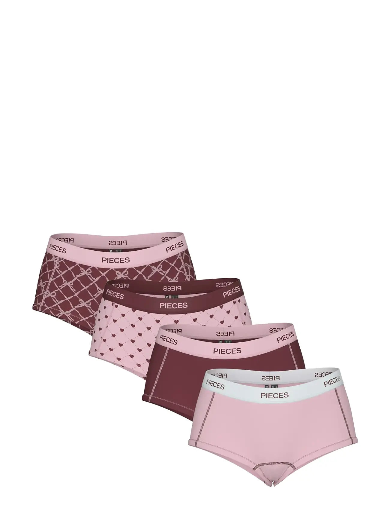 Pieces Pclogo Lady 4 Pack Bc, S, Pink, Trusser > Hipster & Boyshorts, Dame