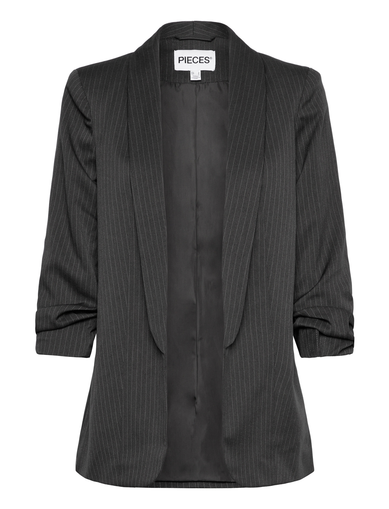 Pieces Pcbosella 3/4 Pinstripe Blazer Noos Bc, XS, Black, Blazere > Enkeltradede Blazere, Dame