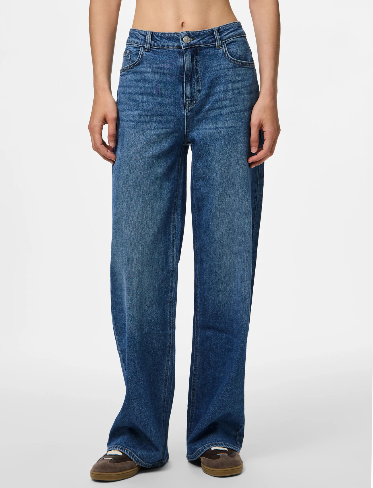 Pieces Pcsilke Mw Wide Jeans Mb Noos, 30 x 32, Blue, Jeans > Vidde, Dame
