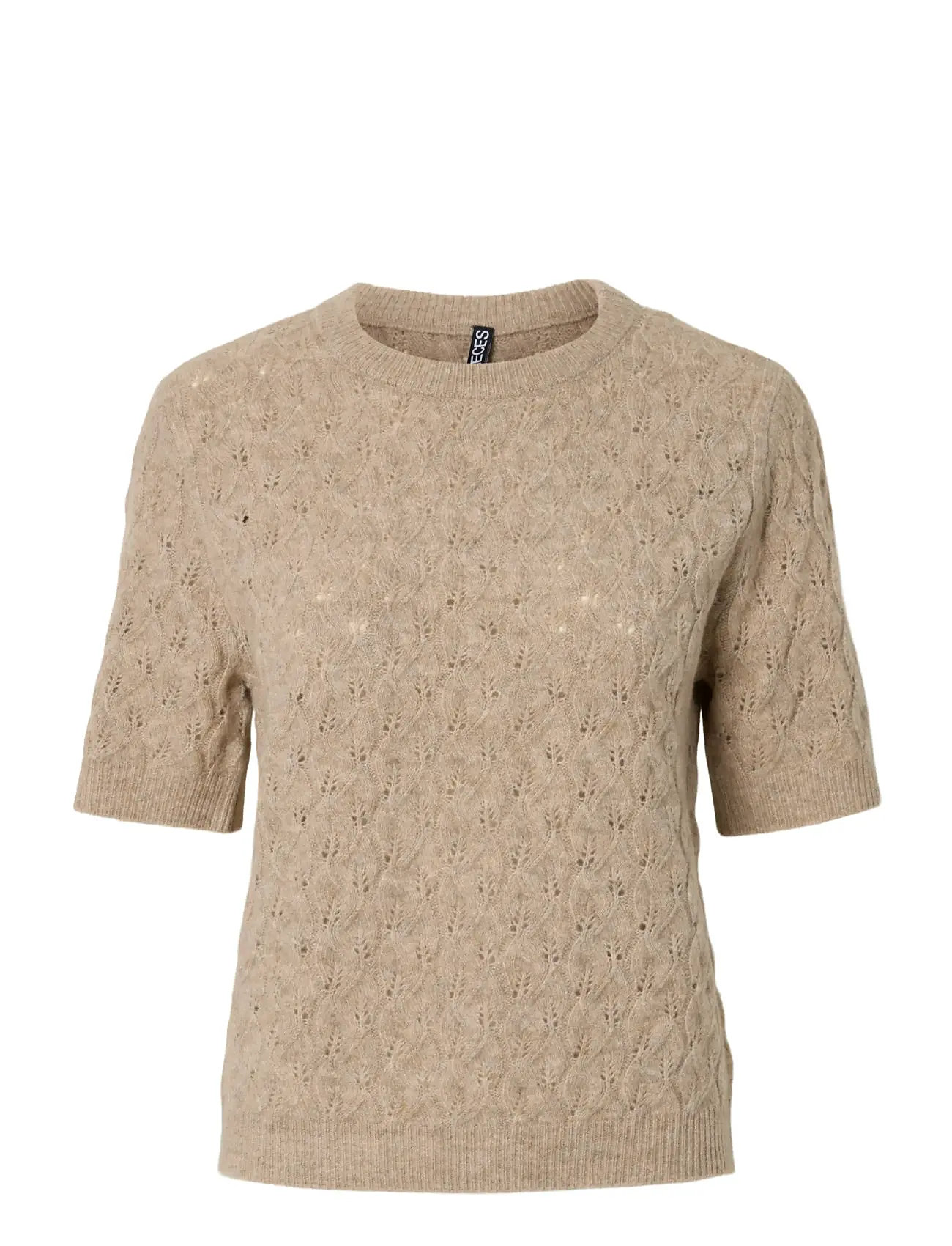PIECES Pclelou Ss O-Neck Knit Noos Bc Beige - S - Damen