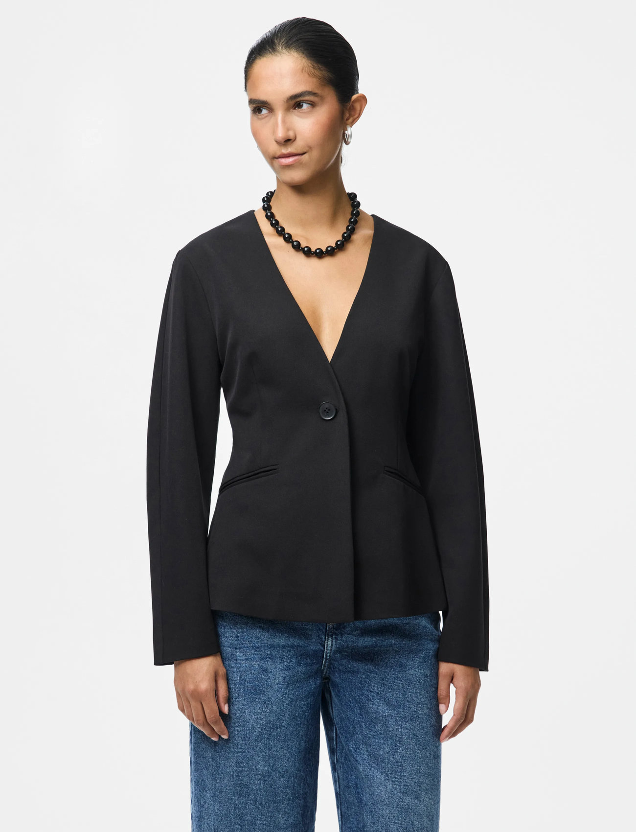 Pieces Pckamil Ls Fitted Blazer Noos Bc, M, Black, Blazere > Enkeltradede Blazere, Dame