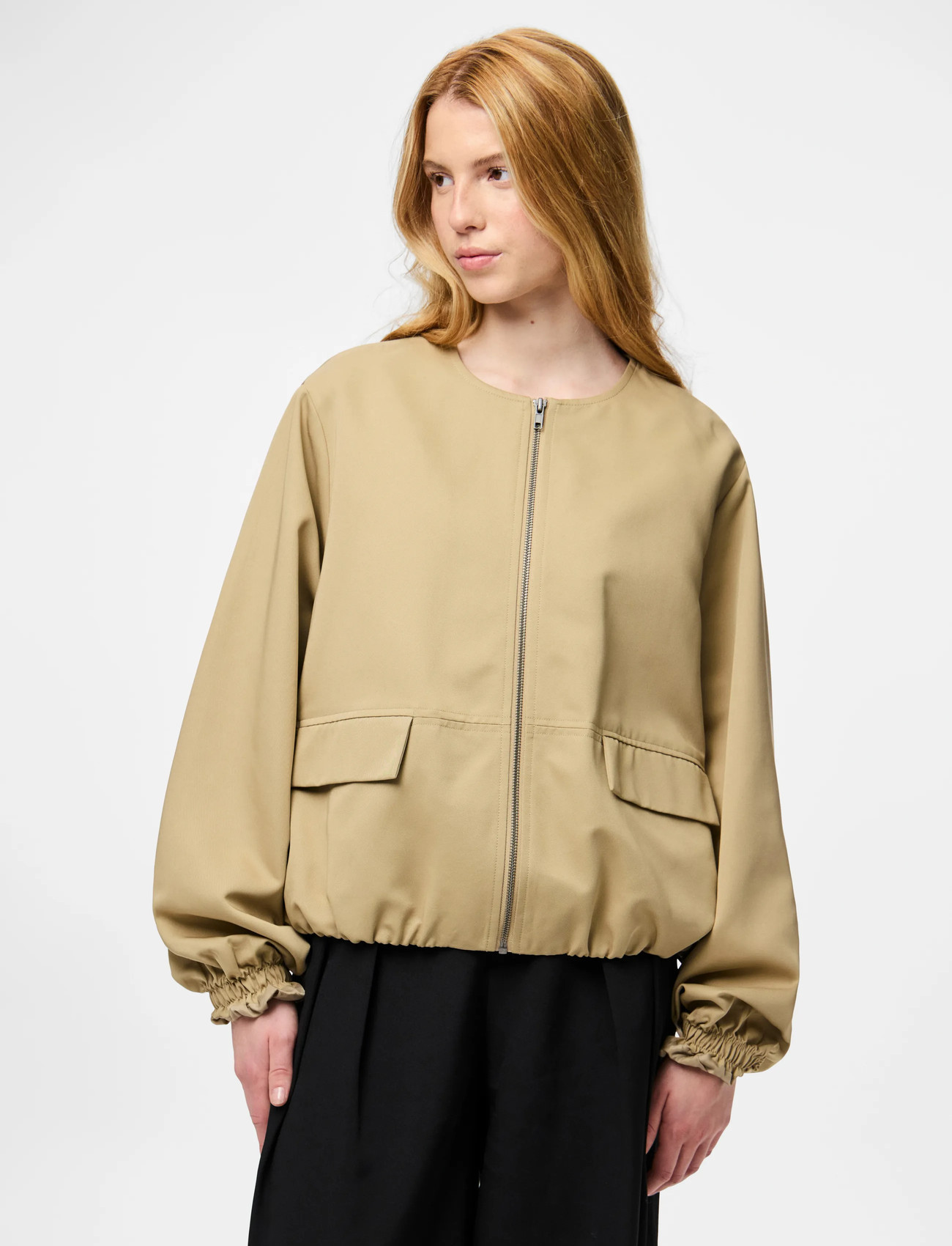 Pieces Pcberit Balloon Bomber Jacket, XL, Beige, Jakker > Bomberjakker, Dame