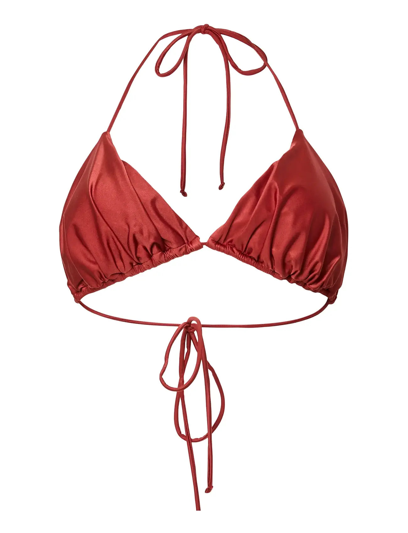 Pieces Pckin Bikini Shiny Bra, S, Red, Bikinitoppe > Trekantede Bikinitoppe, Dame