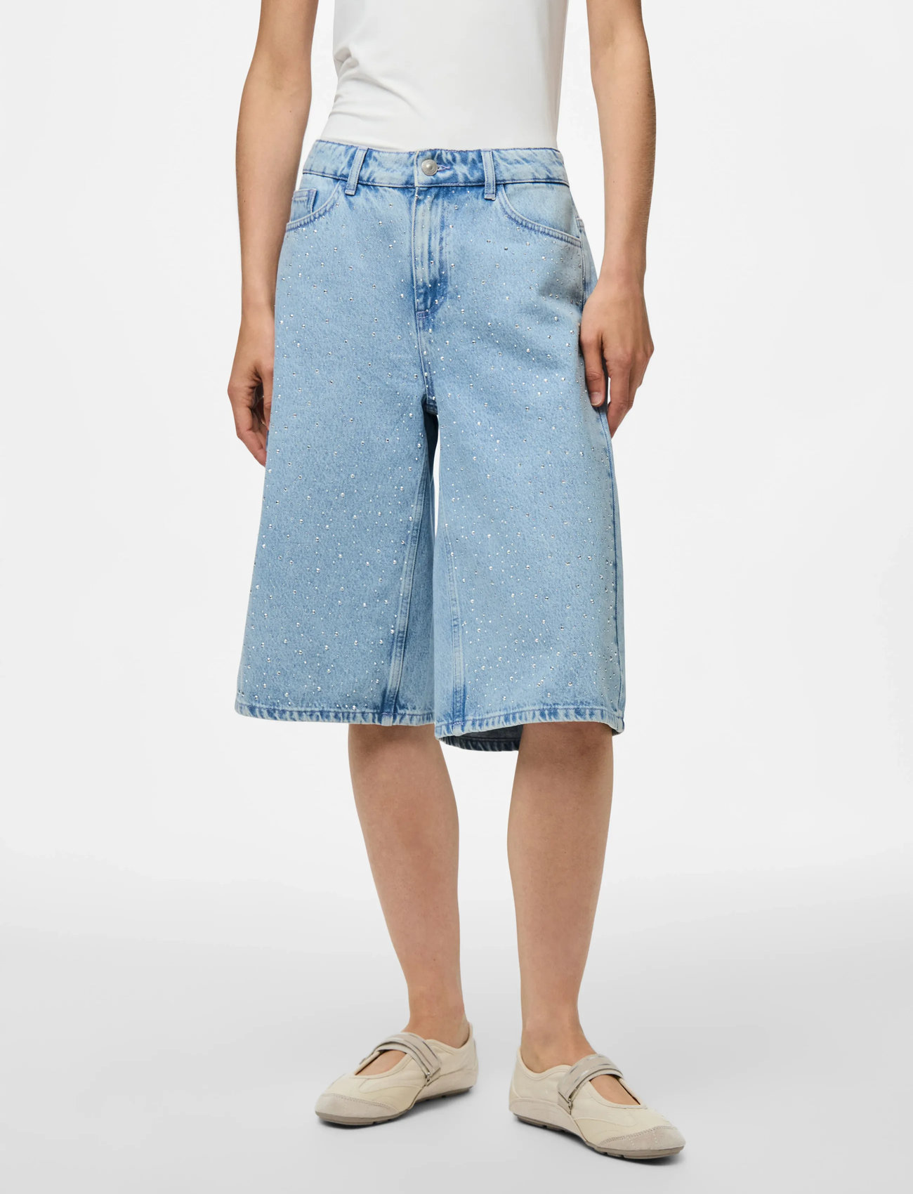 Pieces Pcnoel Mw Denim Jorts D2D Pp, M, Blue, Shorts > Denim Shorts, Dame