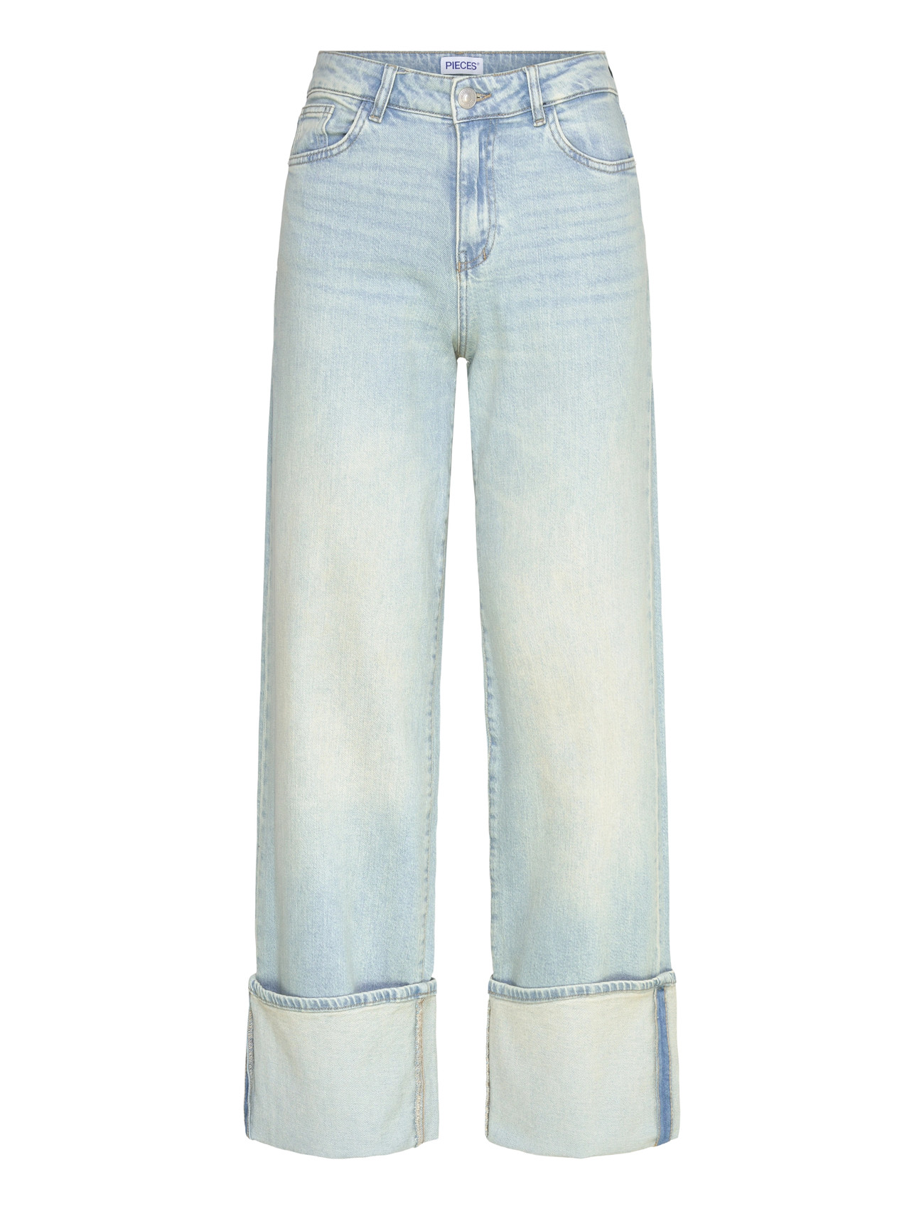 Pieces Pcsilke Mw Fold Up Denim Jeans, 32 x 32, Blue, Jeans > Vidde, Dame