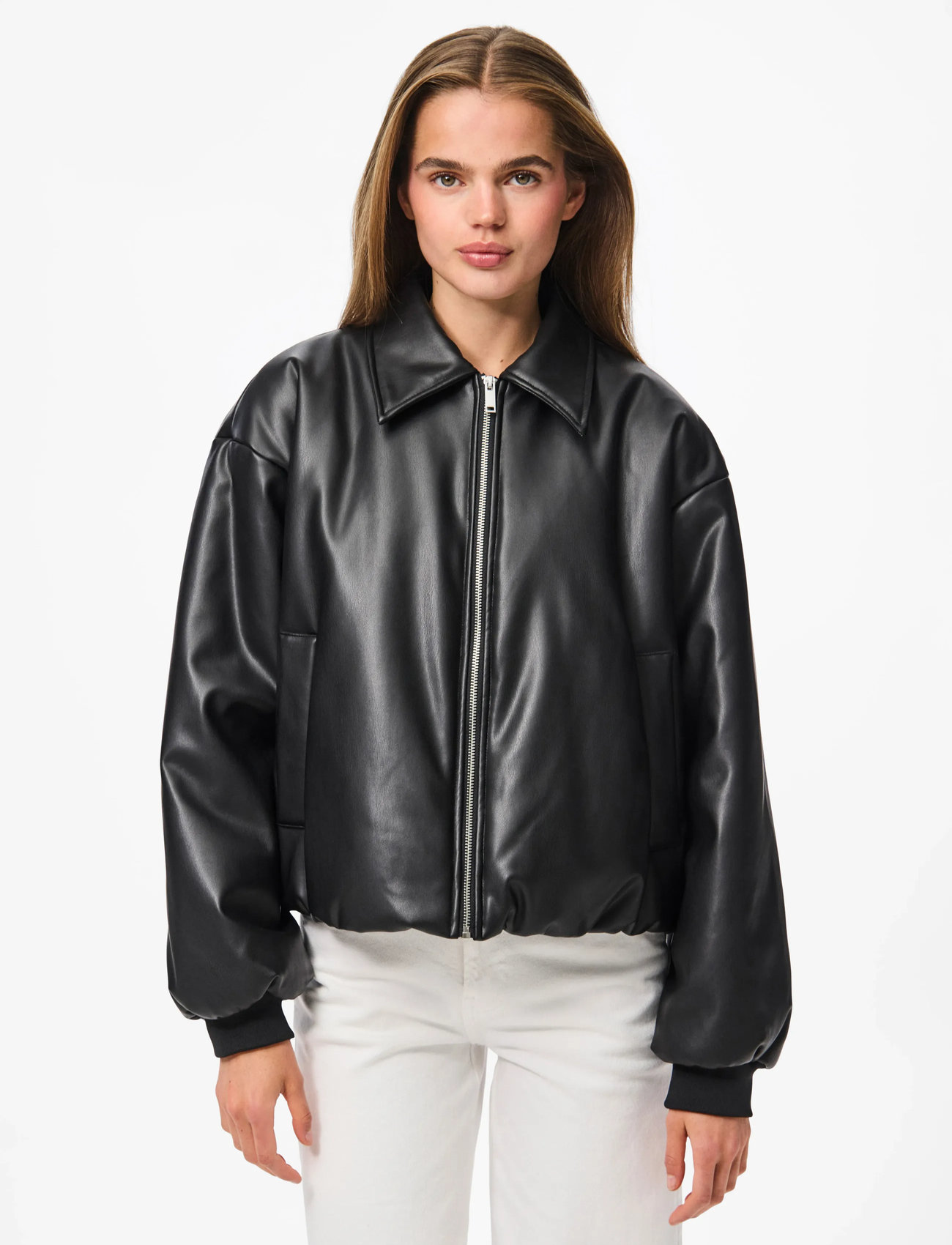 Pieces Pclara Padded Coated Bomber Jacket, XS, Black, Jakker > Bomberjakker, Dame