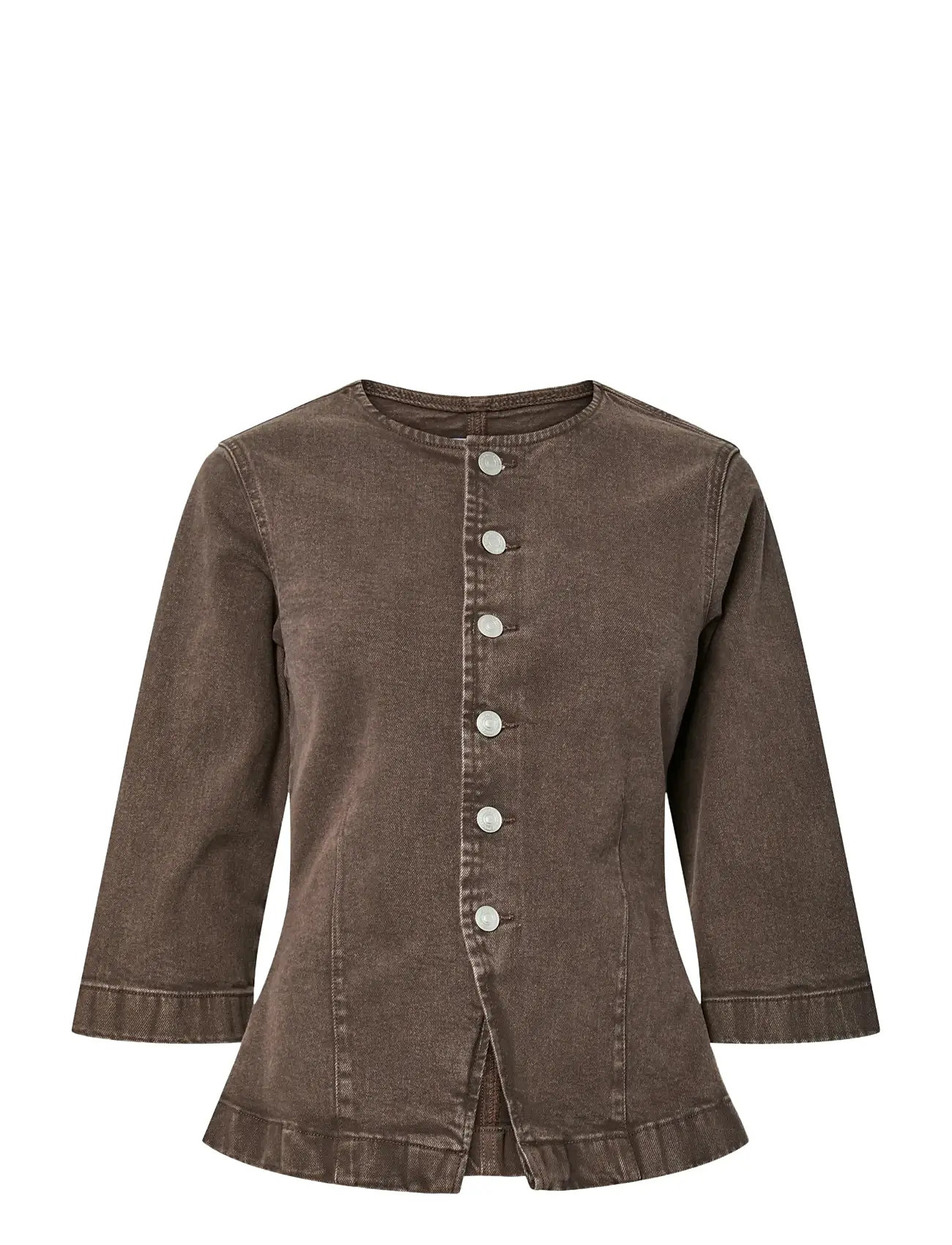 PIECES Pcselma 3/4 Denim Oberteil D2D Fsy Braun - XS - Damen