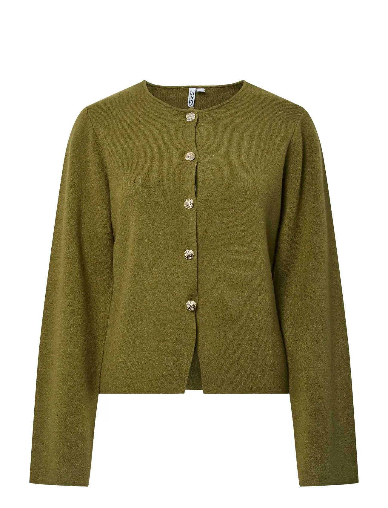 PIECES Pcfarie Ls O-Neck Split Knit D2D Fsy Khaki - XS - Damen