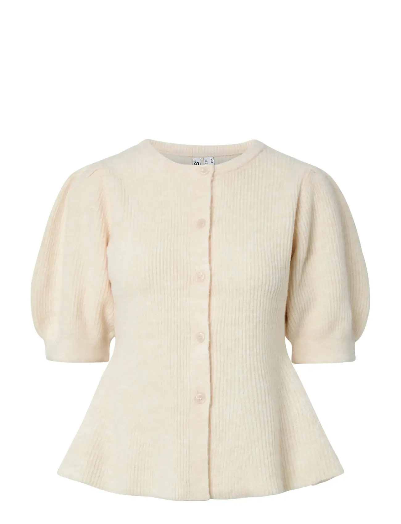 PIECES Pcsilly Ss Puff Knit Cardigan Noos Bc Cream - M - Damen