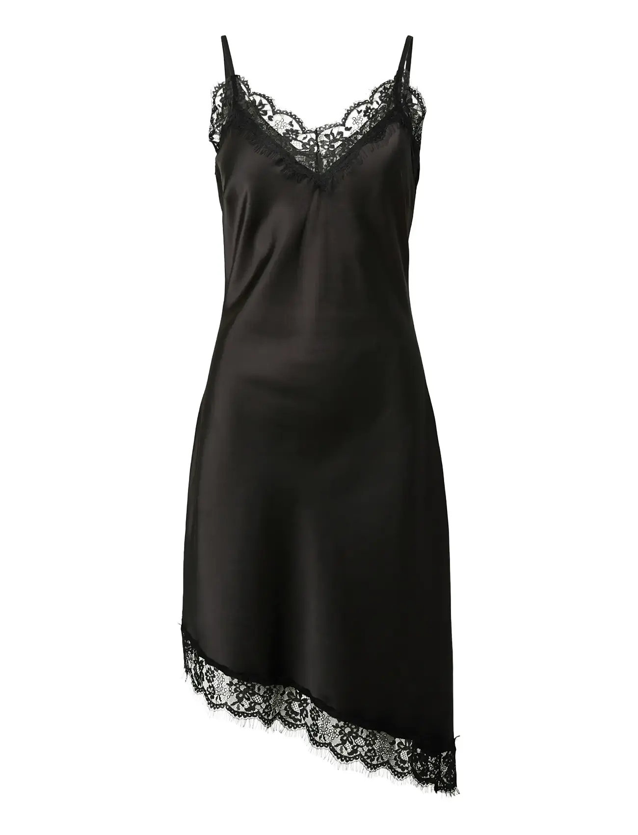 Pieces Pcnomi Strap Satin Lace Dress Wvn D2D, XS, Black, Kjoler > Kort Kjole, Dame