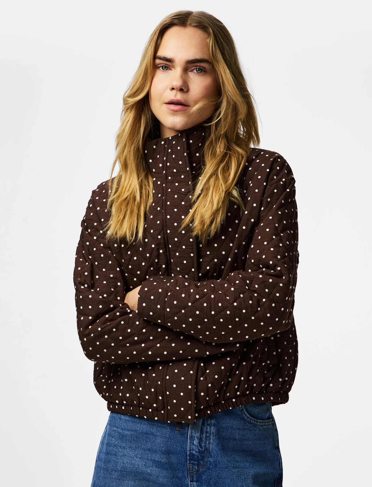 Pieces Pcfamilla Quilted Bomber Jacket, XS, Brown, Jakker > Bomberjakker, Dame