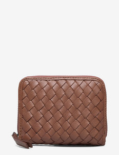 PCFALLA BRAIDED LEATHER WALLET - portefeuilles - cognac