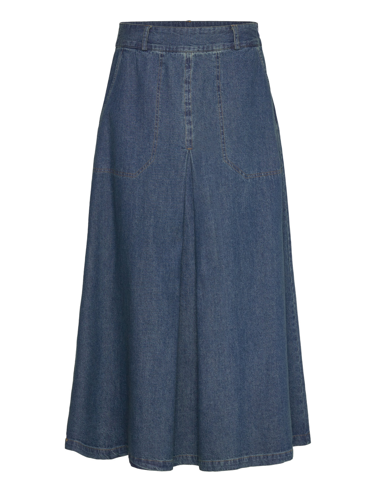 Pd-Harper Chambrey Pleat Skirt Skirts Pleated Skirts Navy Pieszak