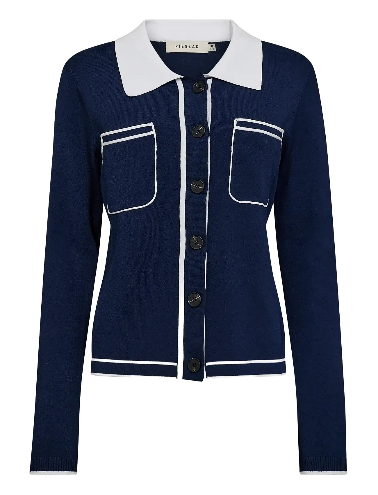 PIESZAK Pd-Vigga Ls Contrast Polo Knit Navy - 38 - Damen