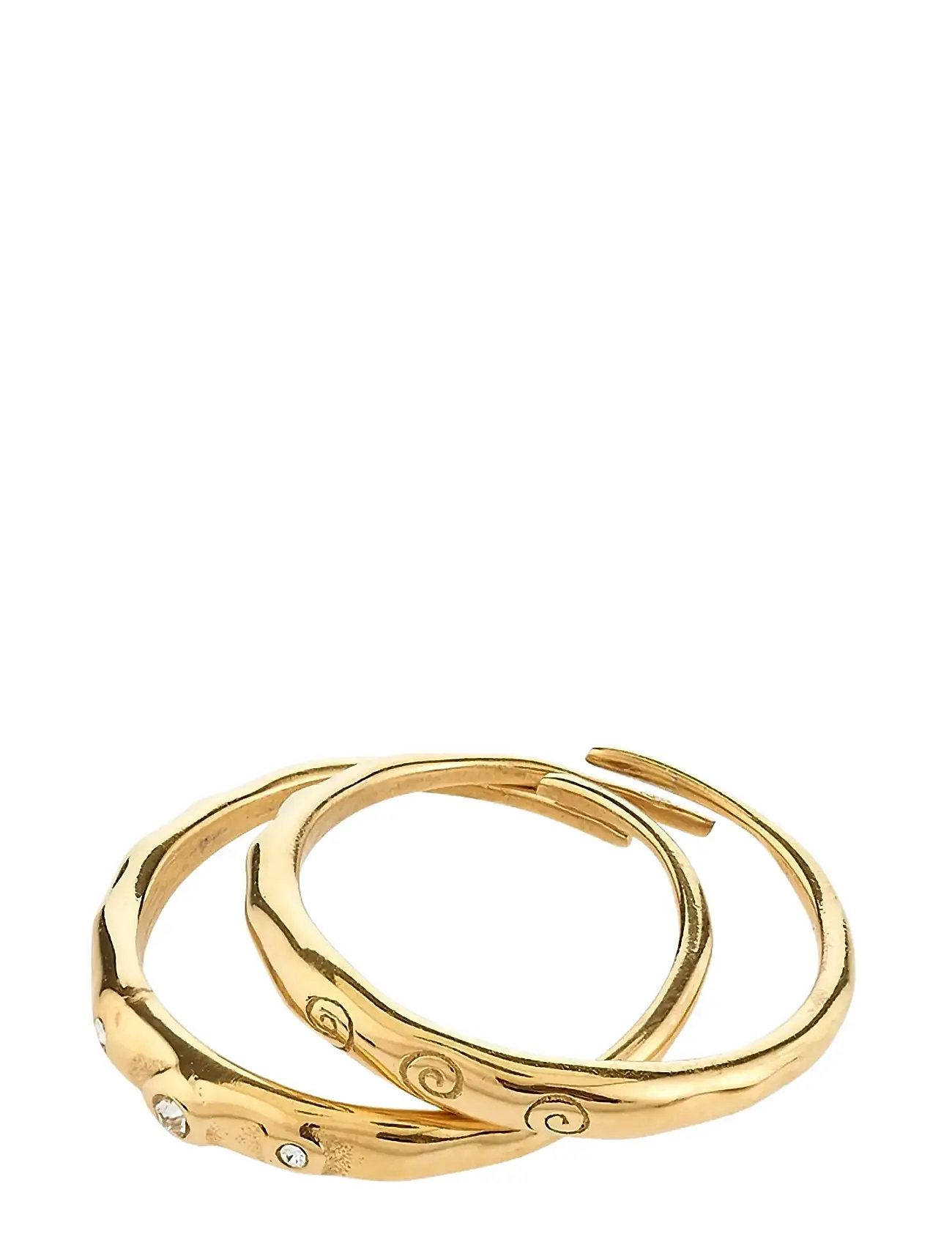 PILGRIM Fire Rings 2-In-1 Set, Gold-Plated Gold - One Size - Damen