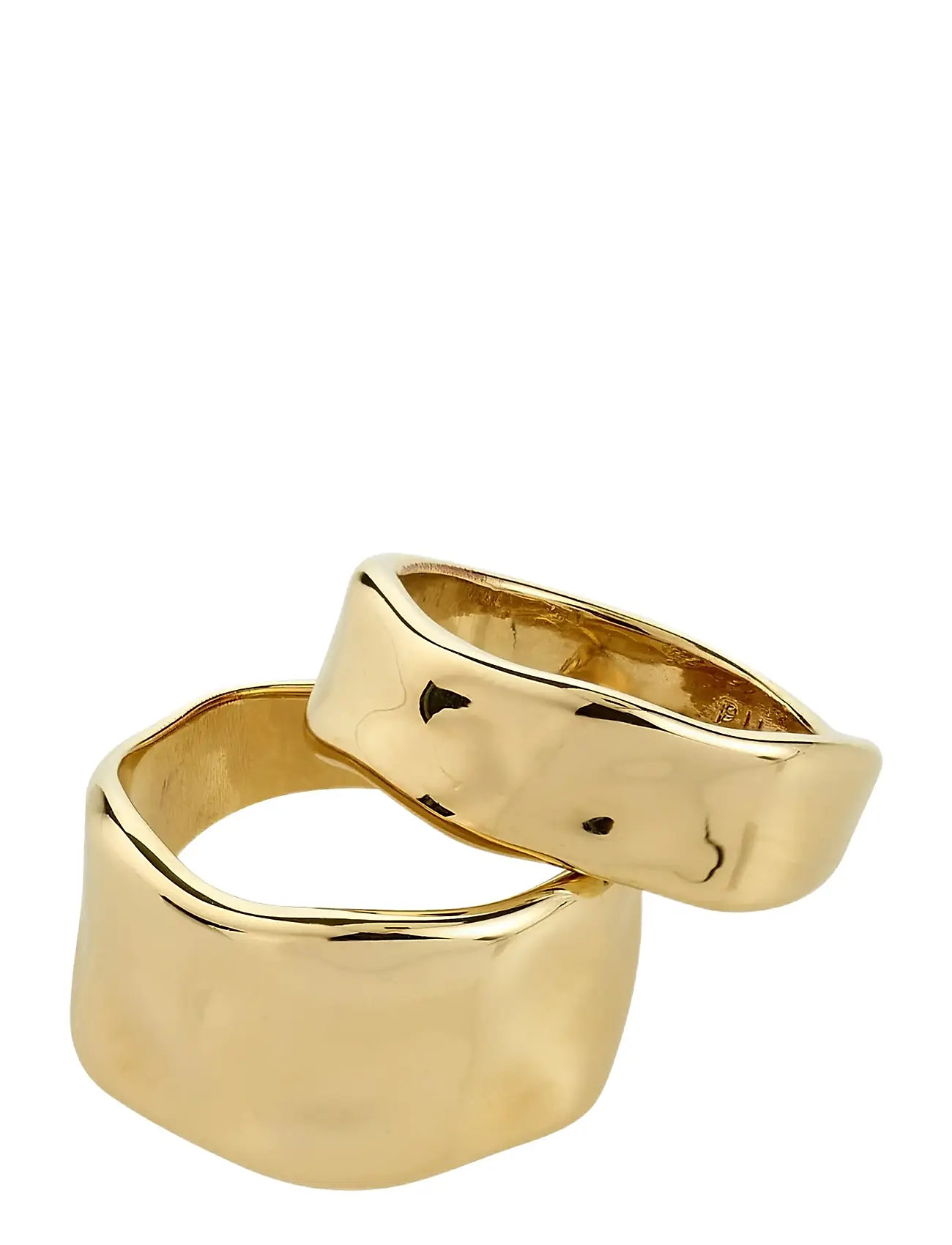 PILGRIM Ember Rings 2-In-1 Set, Gold-Plated Gold - One Size - Damen