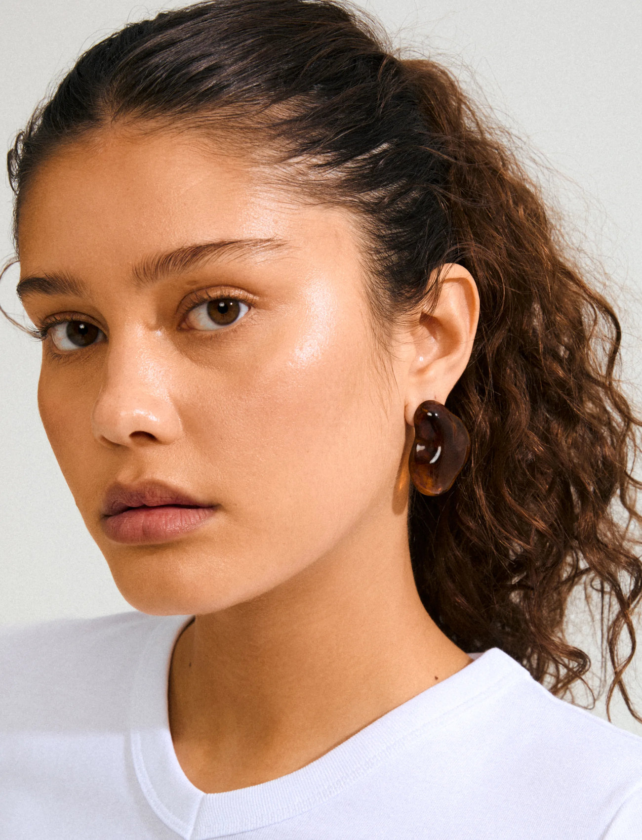 Pilgrim Lian Earrings Gold-Plated/Brown, One Size, Brown, Øreringe > Ørestikker, Dame