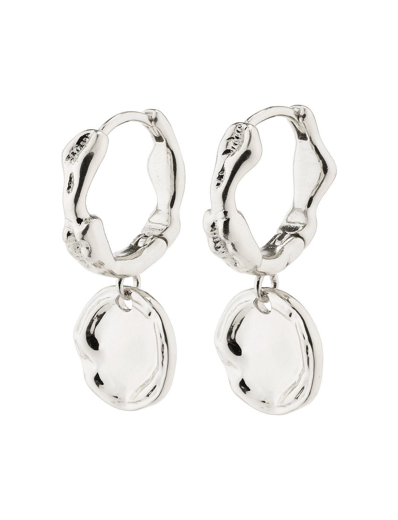 PILGRIM Leaf Coin Hoops Silber-Plated Silber - One Size - Damen