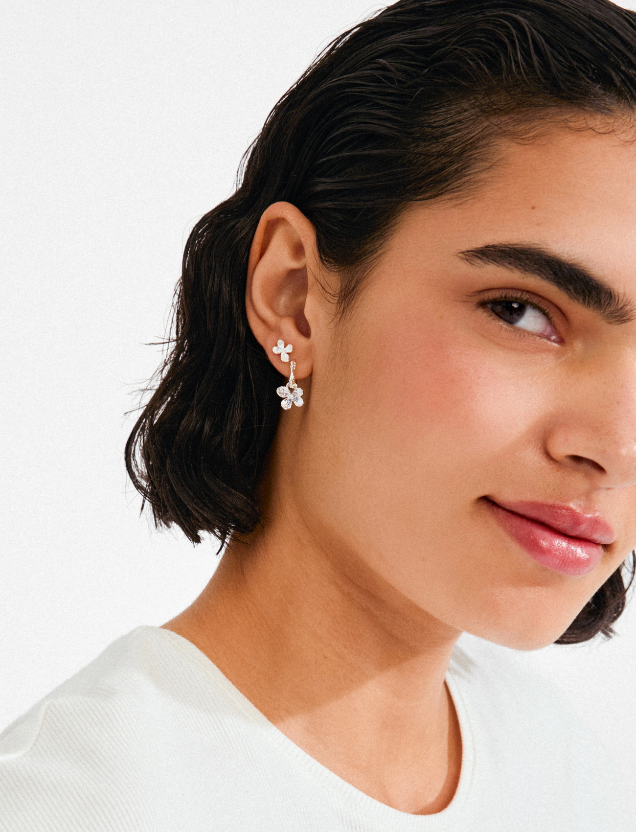 Pilgrim Ajani Earrings 2-In-1 Set, Silver-Plated, One Size, Silver, Øreringe > Ørestikker, Dame