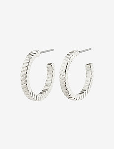ECSTATIC square snake chain hoop earrings - riņķīši - silver plated