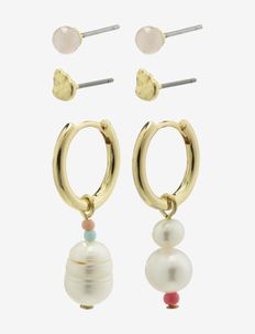 ENERGETIC freshwater pearl earrings 3-in-1 set gold-plated - pērļu auskari - gold plated