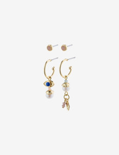 THANKFUL asymmetric set earrings - pärlitega kõrvarõngad - gold plated